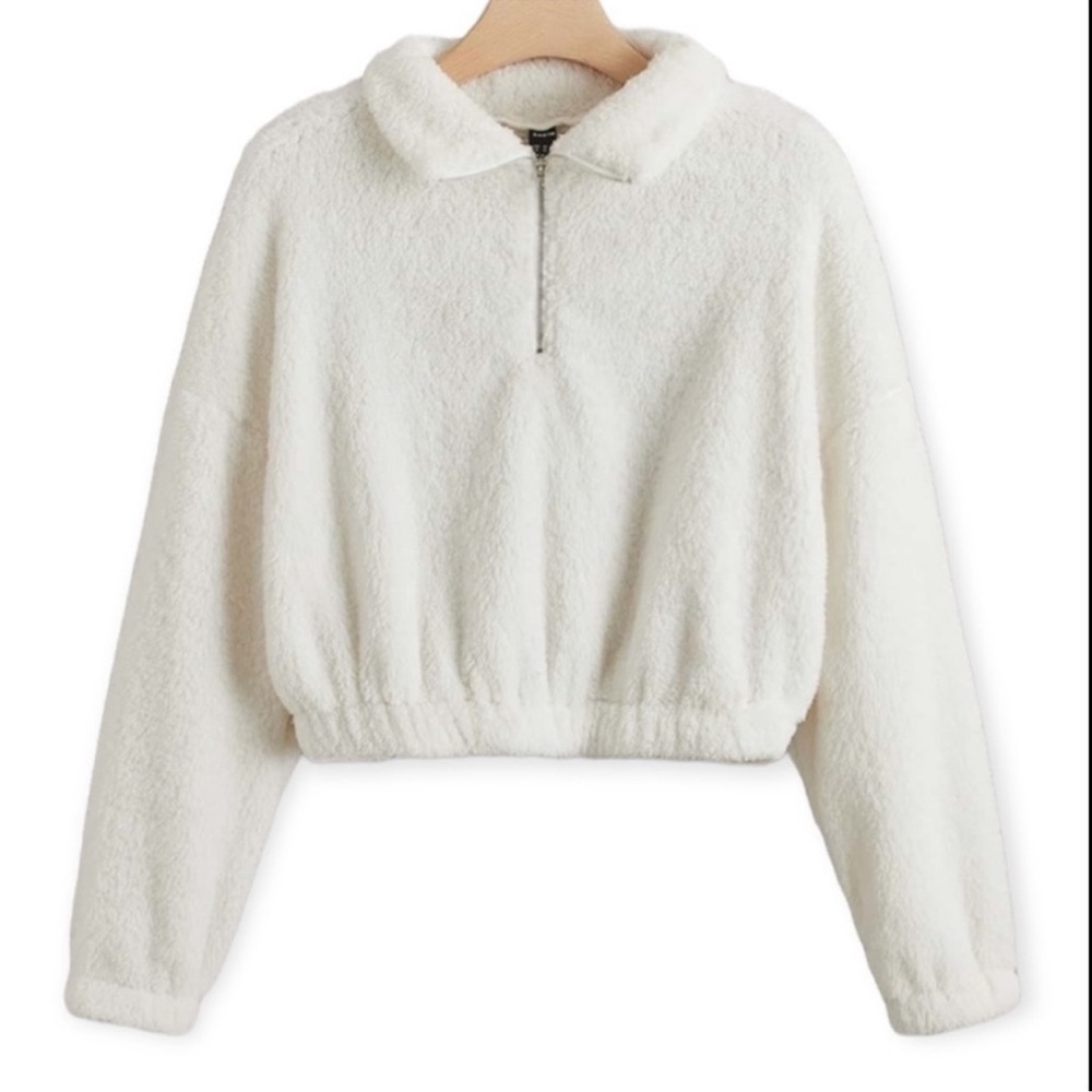 SHEIN Half Zip Teddy Pullover Sz Large​​‎